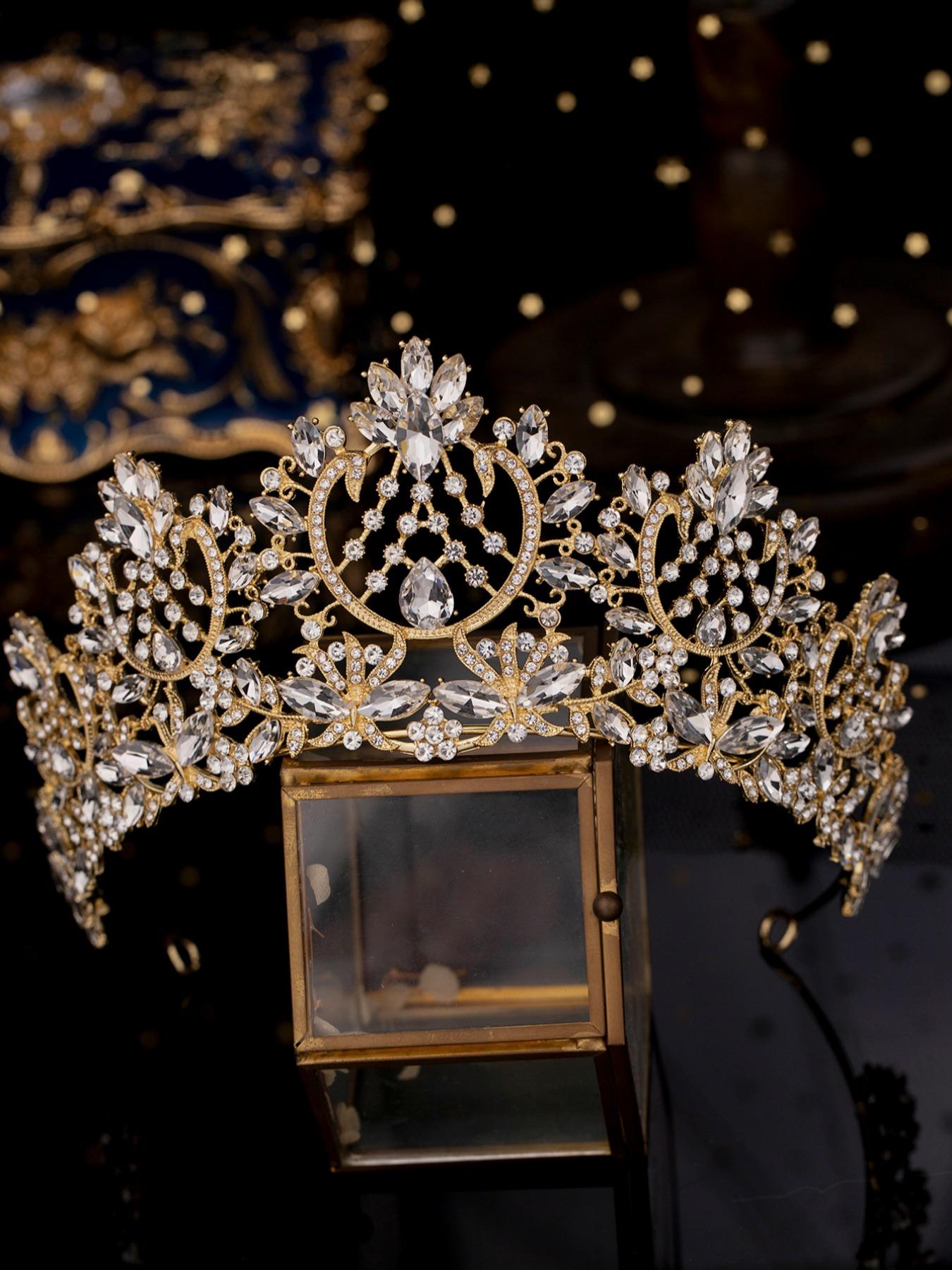 Queen gold tiara crown royal vintage jewelry Regina Tiara in Antique Gold - Queen Bee Crown Company main image 2
