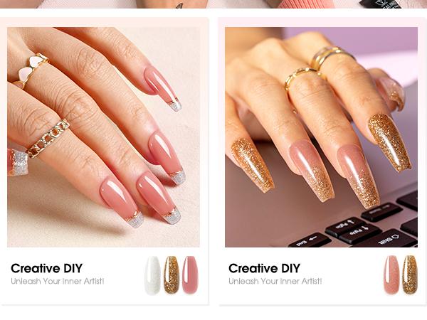 ROSALIND 14Colors Poly Nail Gel Kit with Mini 8LED UV Nail Lamp Drying Nail Art Accessories kit,Clear Pink Glitter Gel Manicure Builder Nail Strengthener Gel for Starter Cutics Extension Nail Gel Drying