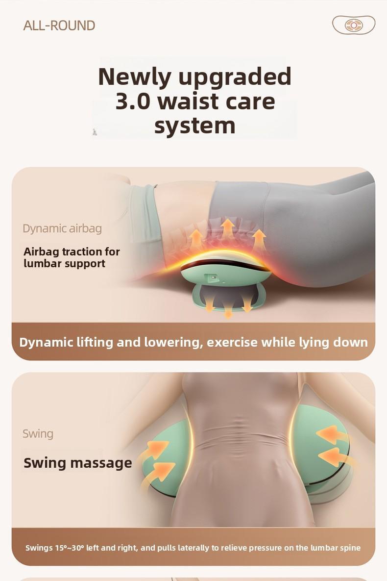 Waist massager Intelligent pulse traction lumbar vertebra Waist heating vibration Inflatable relaxation lumbar massager EMS pulse + red light + wormwood hot compress, pulling exercise waist back, multi-frequency vibration
