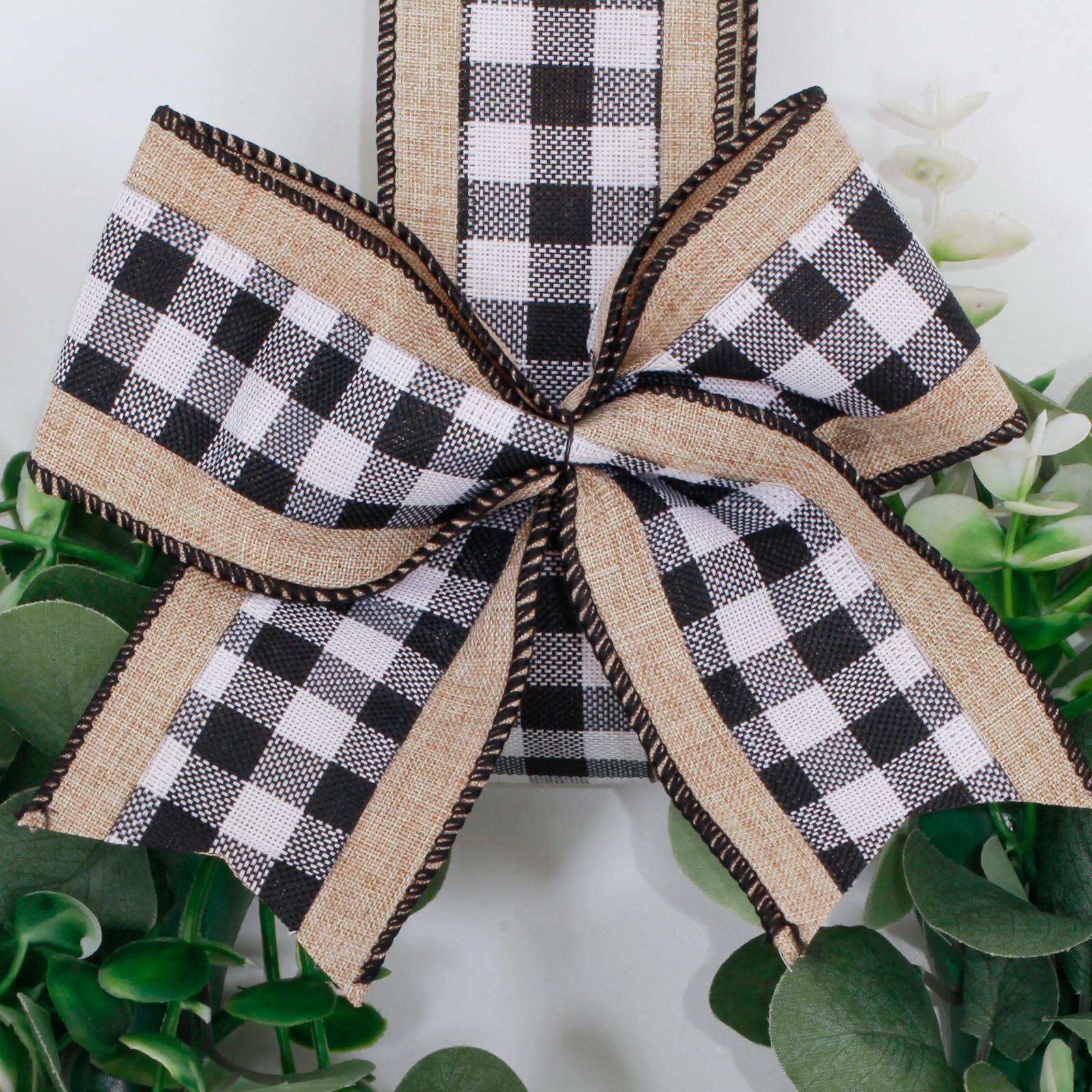 2 Piece Bowknot Artificial Eucalyptus Leaf Wreath Hanging Decoration, Decorative Floral Garland for Home & Party Use