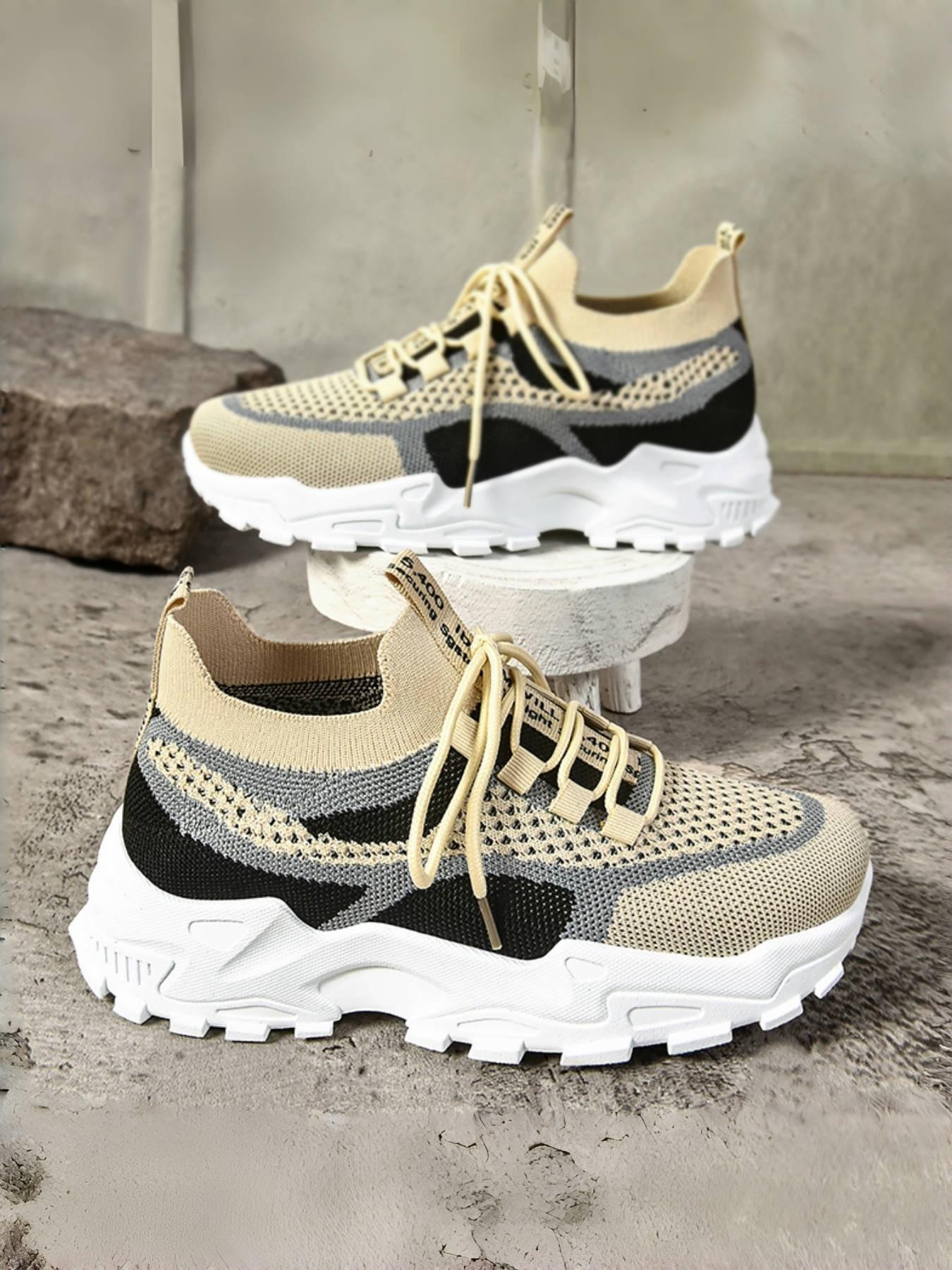 Women's Lightweight Knit Slip-On Walking Shoes, Breathable Mesh Comfort, Anti-Slip Shock Absorbent Sole, All-Season Casual Footwear