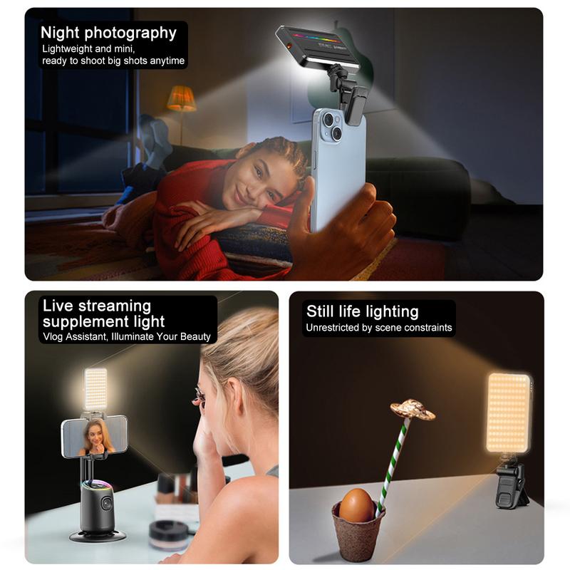 OREKROY 165LED Clip Cell Phone Light, Selfie Light, RGB Lighting, 10 Lighting Modes for iPhone, Laptop, Camera, Portable Fill Light for Selfies, Video Conferencing, Photography, TikTok, youtube, Vlog Shooting Vlogging Kit Cellphone Accessories