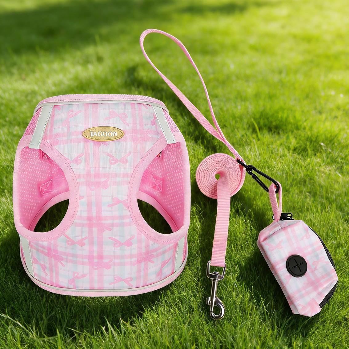 Automatic Retractable Dog Leash for Small Medium Dogs, Breathable Reflective Chest Harness, Adjustable Safety Harness, No Pull Harness, Anti-Pull Night Safety Walking Rope, Harness Leash Set