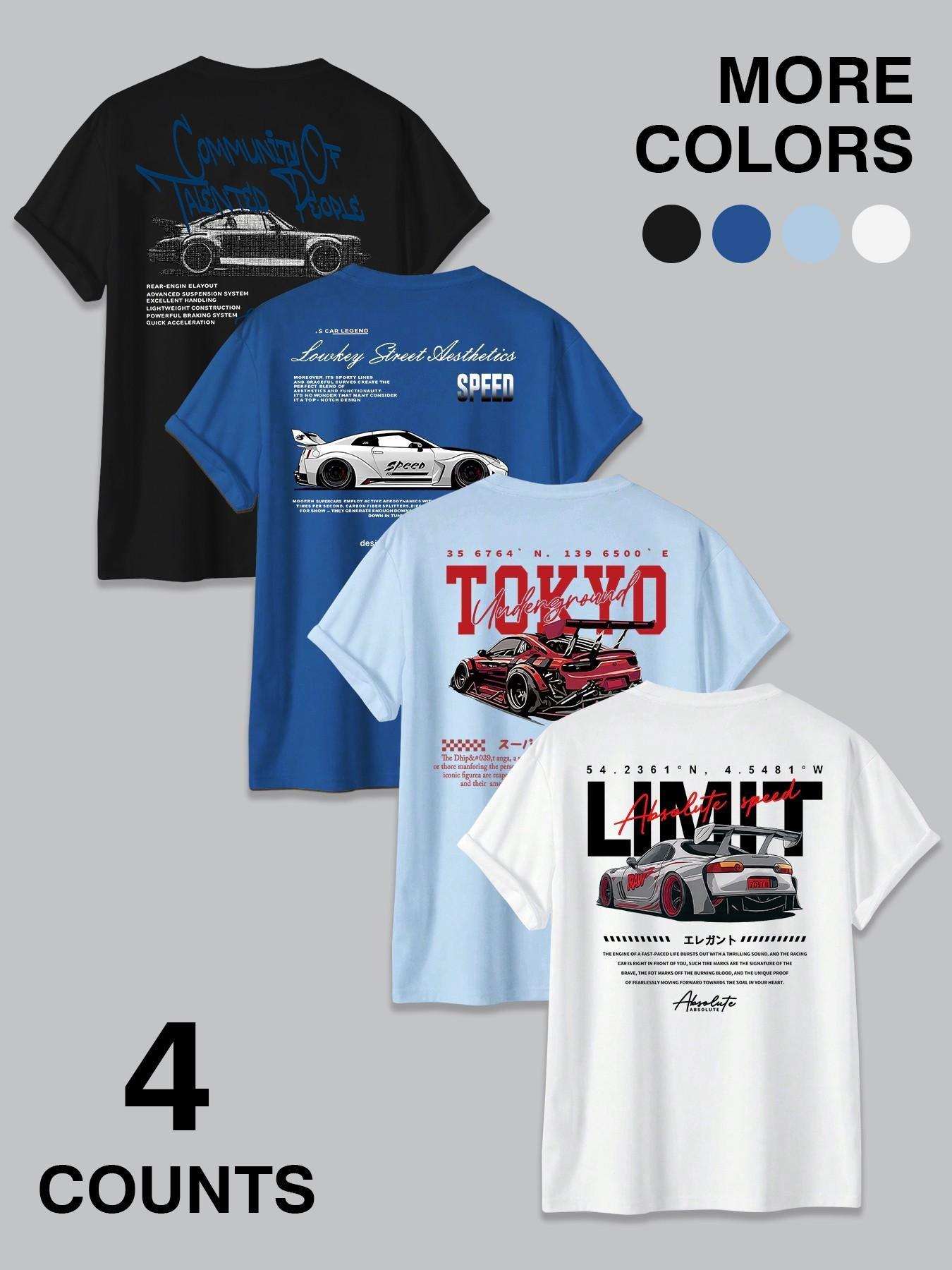 4-Pack JDM Car & Tokyo Street Aesthetic Graphic T-Shirts | Racing Streetwear Casual Tees Set 4-Pack JDM Car & Tokyo Street Aesthetic Graphic T-Shirts | Racing Streetwear Casual Tees Set