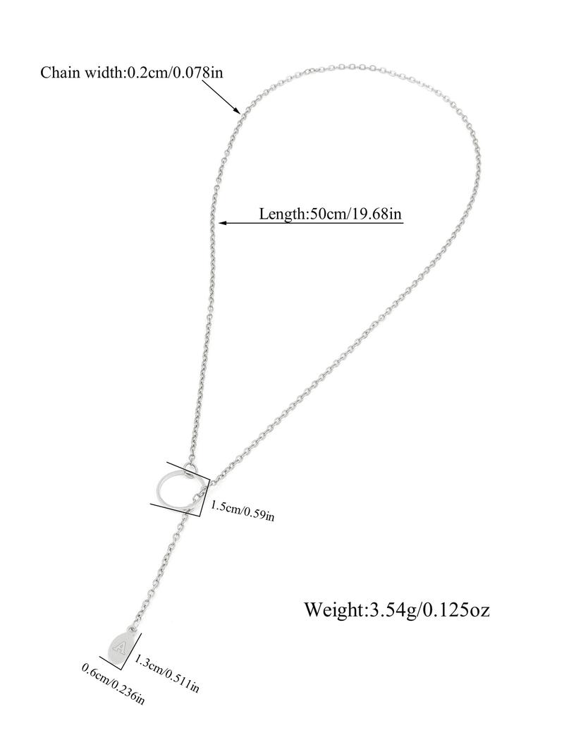 Simple Letter Pendant Necklace for Women, Necklace Initial, Round Charm Stainless Steel Jewelry for Party, Daily Clothing Decor, Trendy All-match & Exquisite Jewelry for Birthday Gift