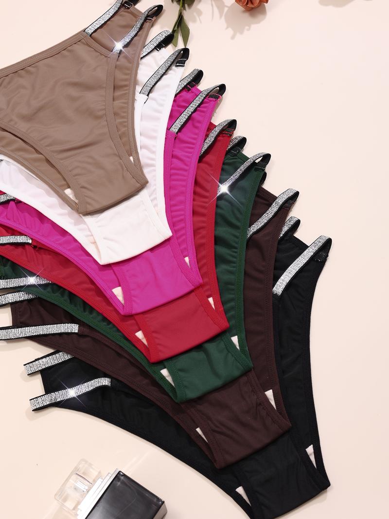 Women's Cut Out Brief, Soft Comfy Breathable Knicker for Daily Wear, Sparkle for All Seasons, High Cut Underwear