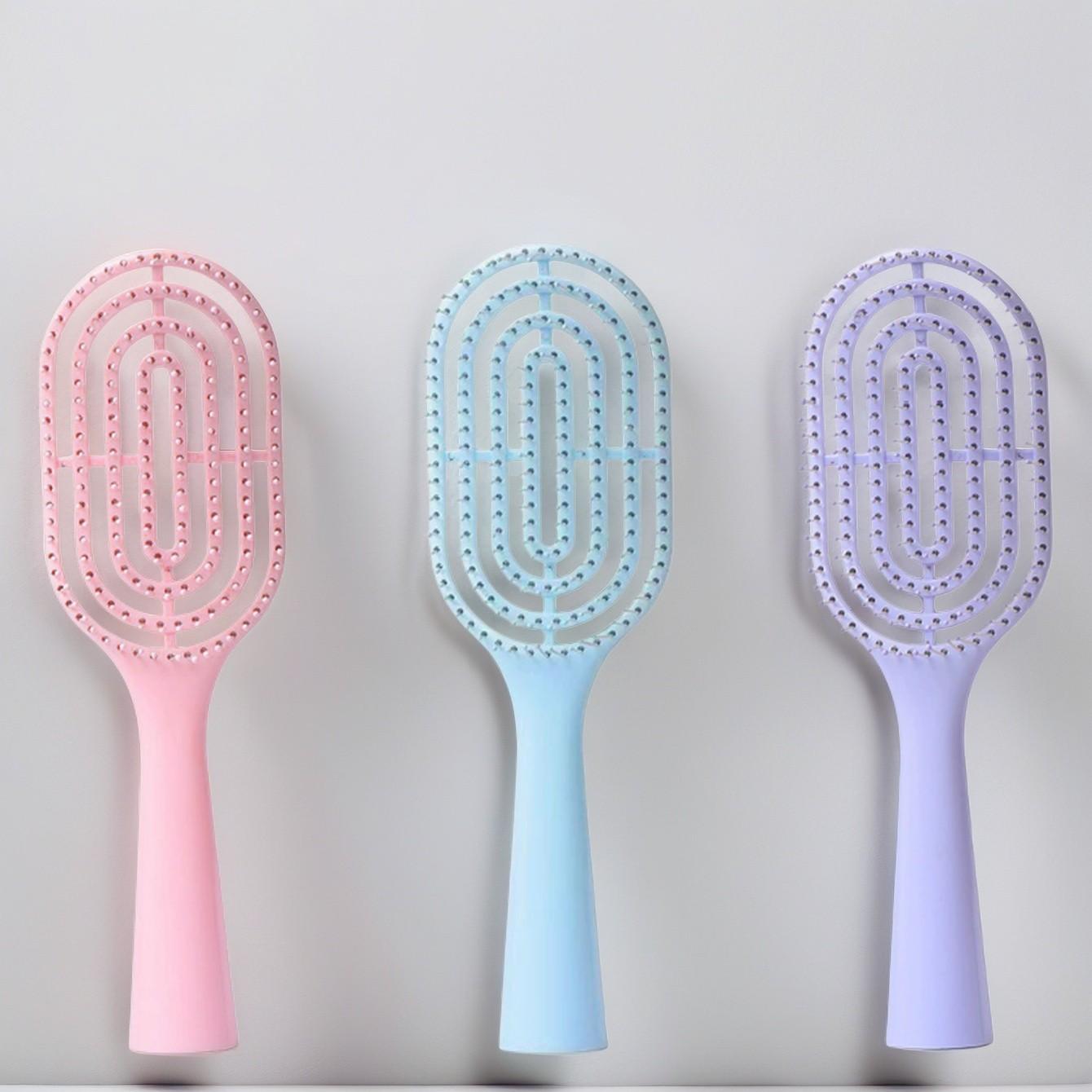 Portable Hollow Bone Comb, Macaron Puff High Volume Curl Styling Brush, Massage Rib Comb Standing Up Hollow Design