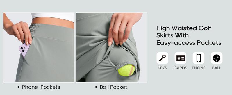 CRZ YOGA High Waisted Golf Skirts for Women A Line Tennis Athletic Casual Skort Skirt with Shorts Pockets
