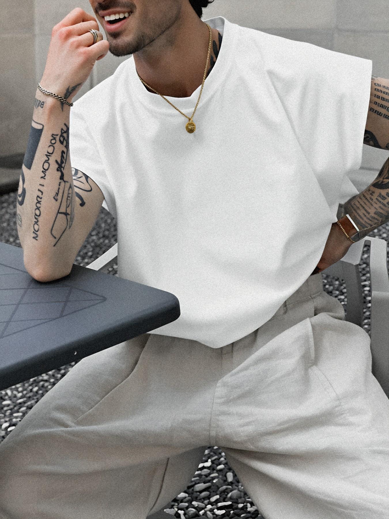 Men's Short Box Vest, Summer Vacation Basic, Eyelet Crafted Tank Top, Fitness Jogging Casual Streetwear, Holiday Gift Choice