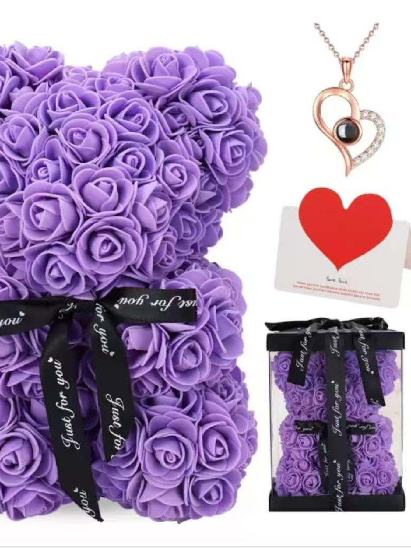 Set Includes 100 Languages Necklace Bear Card Gift Box Mother's Day Gift for Mom Valentine's Day Gift for Girlfriend