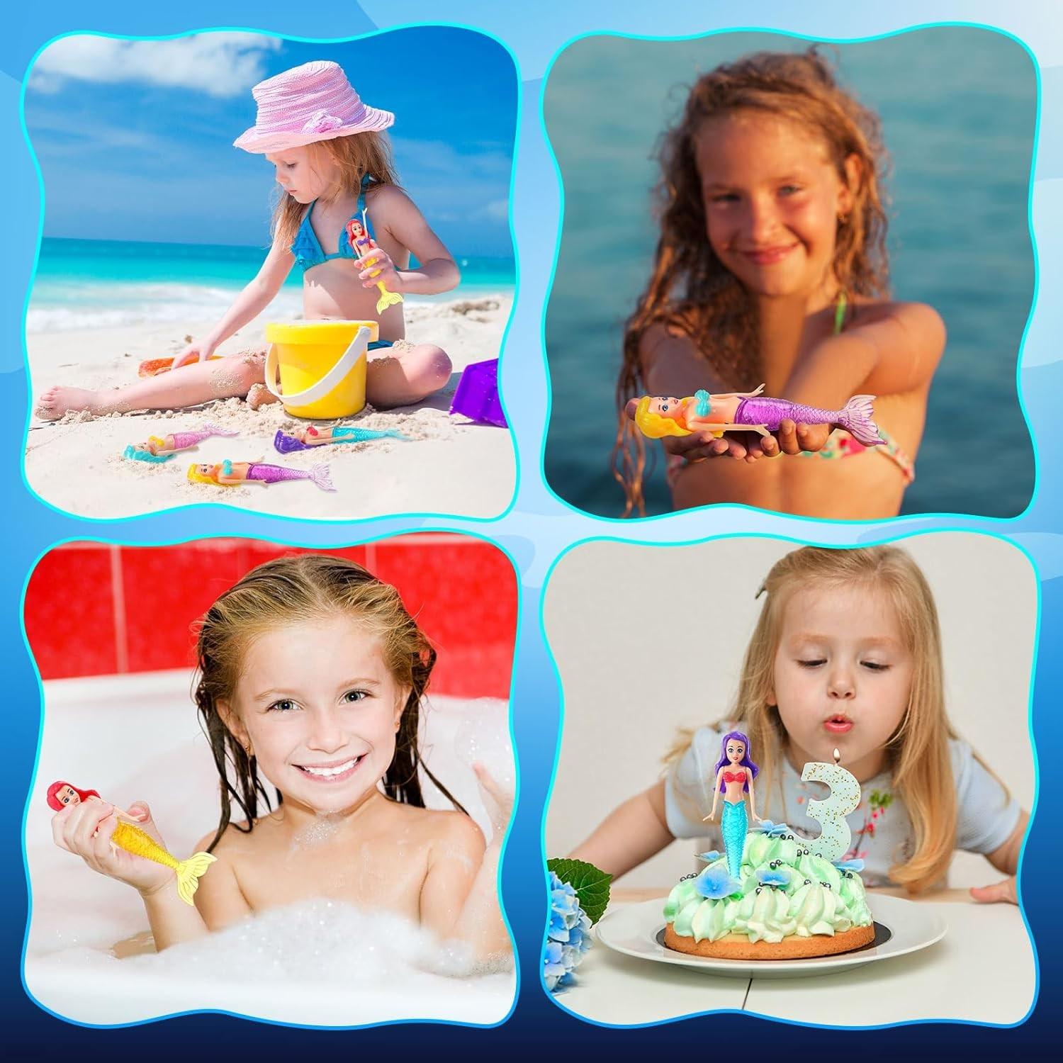 4 Pieces Mermaid Dive Bath Toys Colorful Mermaid Pool Swimming Pool Games for Boys Girls Teens Adults(Classic Style)