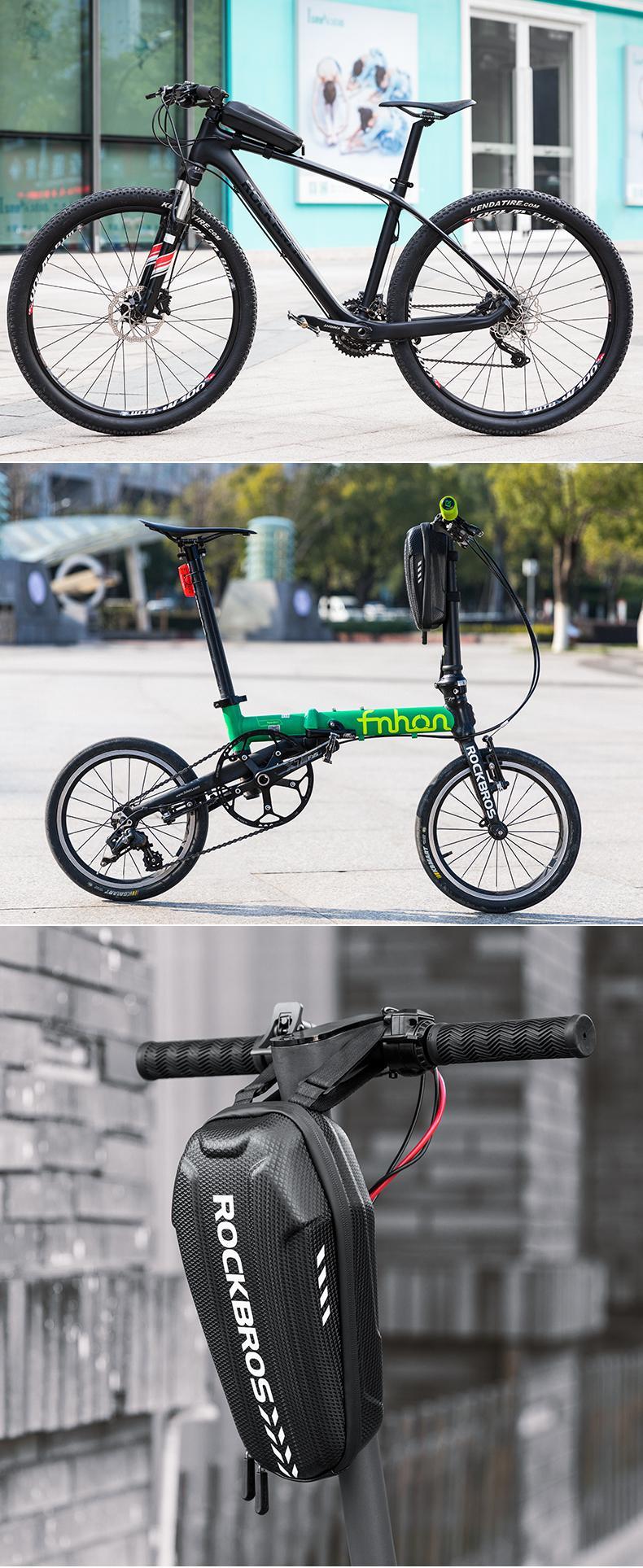 ROCKBROS Scooter Storage Bag Scooter Front Hanging Bag Waterproof Scooter handlebar Bag Folding Bike EVA Hard Shell Scooter Frame Bag