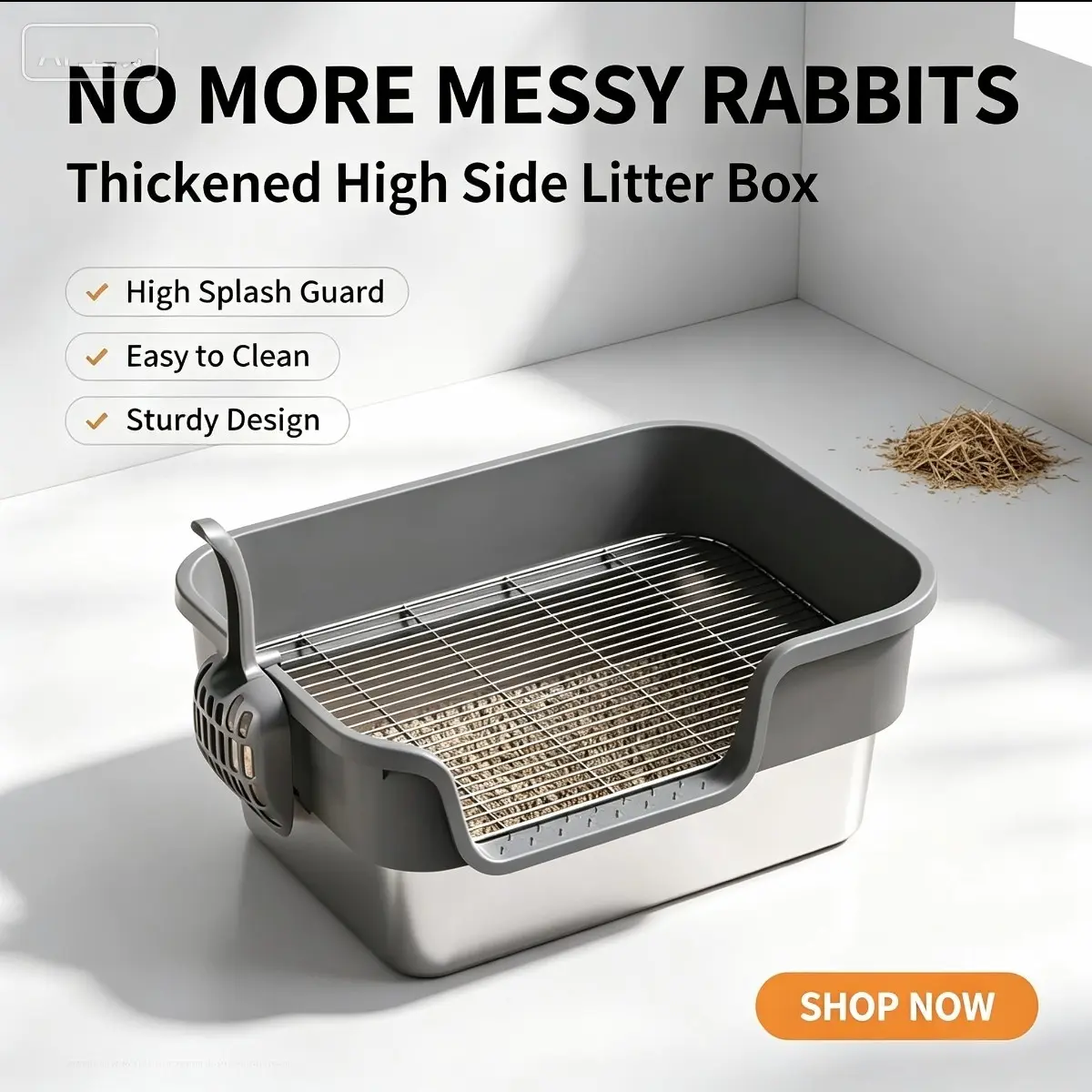 Tired of your rabbit making a huge mess everywhere around the cage? Struggling with urine splashing, bedding scattered all over your floor, and endless tedious cleaning every single day? This upgraded large rabbit litter box is the game-changer every bunn