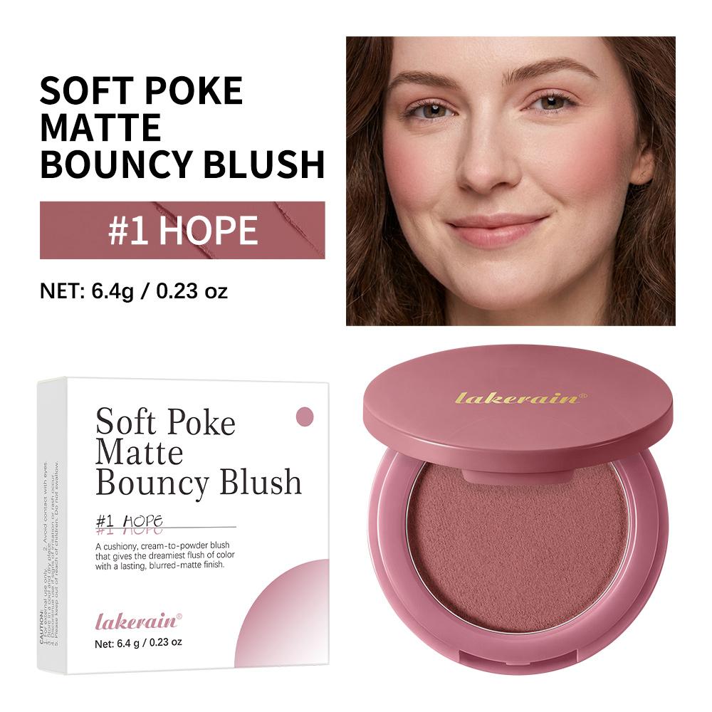 Matte Bouncy Blush, Cream-to-Powder, Blurs Pores, Buildable, Long-Lasting, Lightweight Blush for Girls and Women, Cosmetics Products