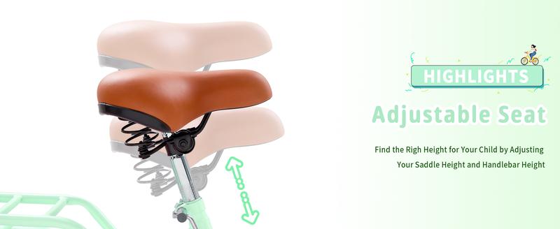 Kids Bike, Retro Cruiser Bike for Girls, 20 24 Inch 7-Speed Kids Bicycles for Ages 6-14 Girls Youth with Rattan Basket, Dual-Disc Brake Carbon Steel Frame Lightweight Bicycle, Multiple Colors