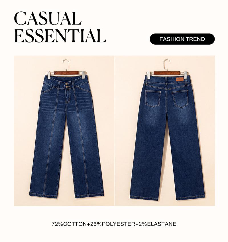 Sidefeel Women's Wide Leg Jeans High Waisted Stretchy Straight Leg Jeans Trendy Seamed Front Loose Denim Pants TikTokShopBlackFriday