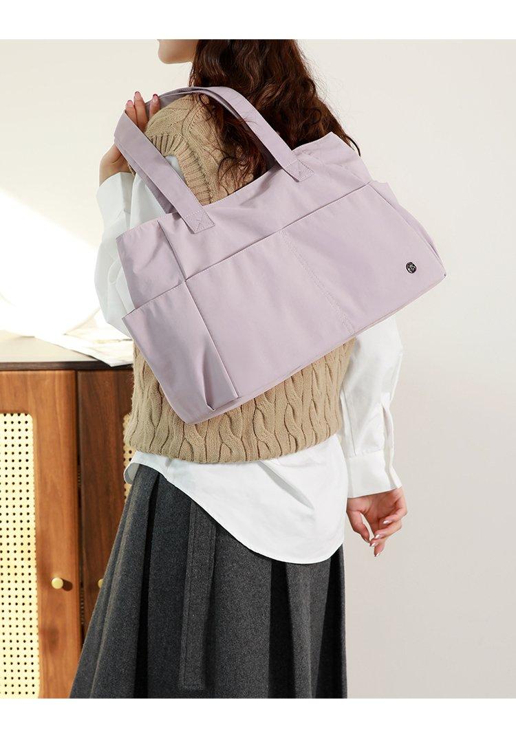 Large Capacity Nylon Tote Bag for Women, Lightweight Waterproof Canvas Shoulder Bag, Multi-Pocket Commuter Backpack, Casual Handbag for Students