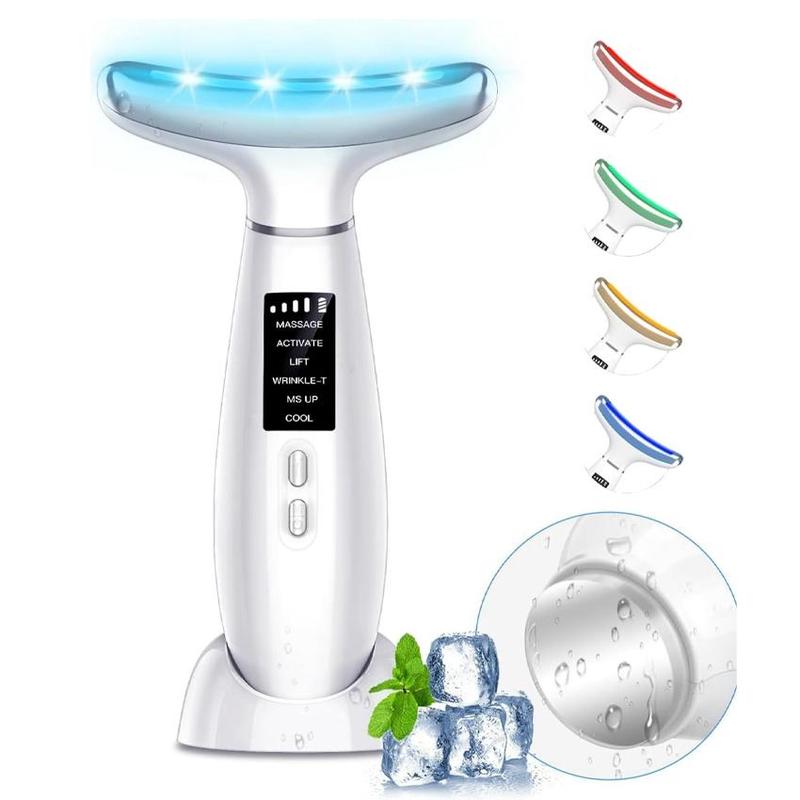 Ice Cooling Hot Compress Neck Face Massager with 6 Modes & 4 Intensity Levels, Heating Cold Eye Facial Lifting Tool for Skin Care