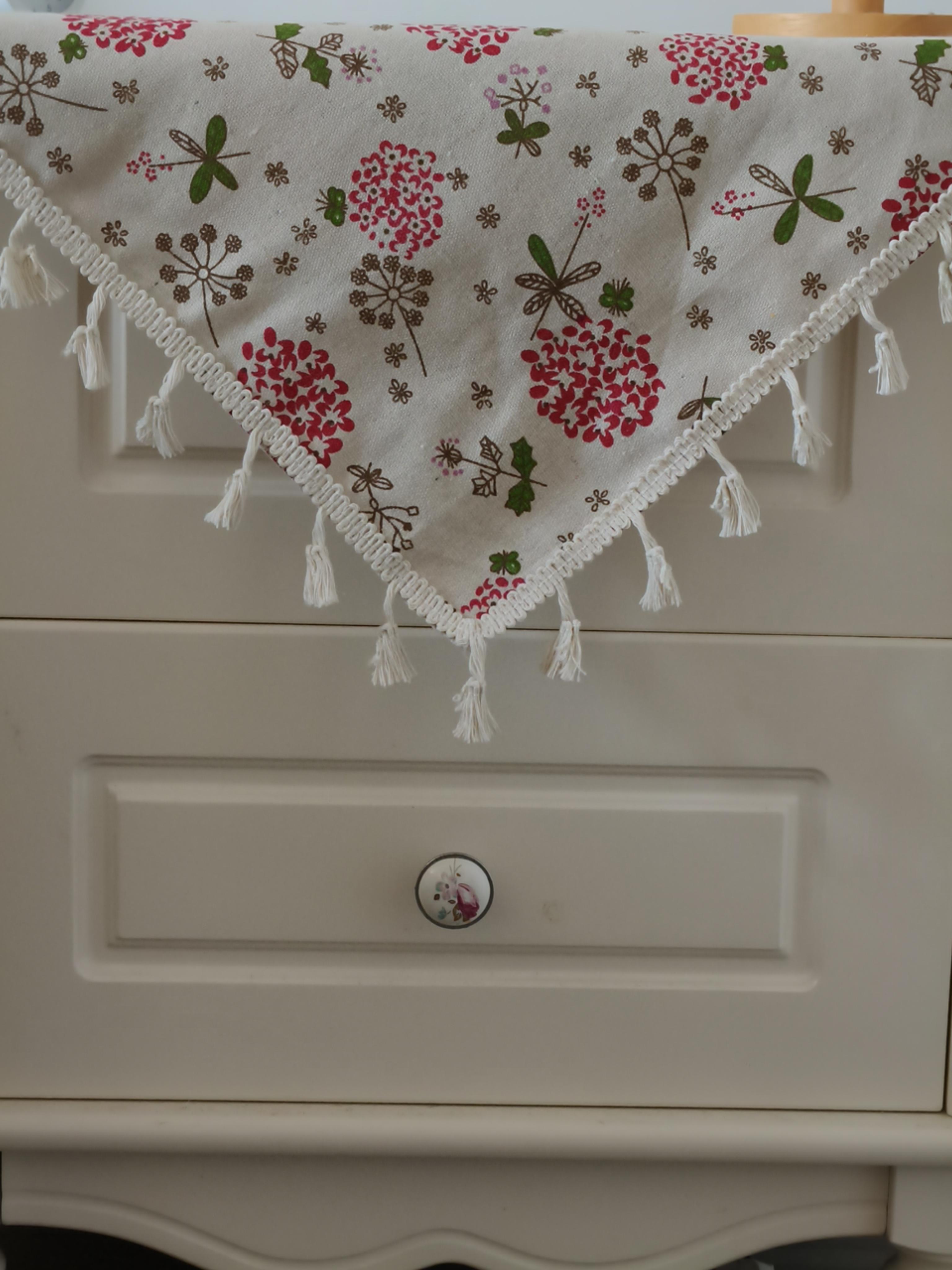 1 pc Fresh Cotton Flower Tablecloth, Cute Farmhouse Style, Square and Round Sizes Available, Home Decor for Cabinets and Nightstands