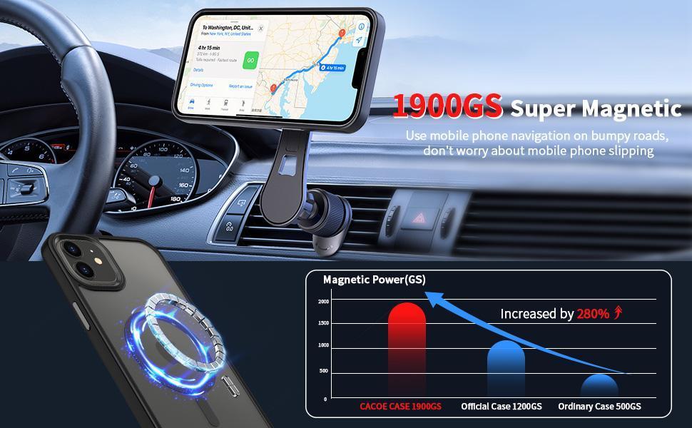 Magnetic Case for iPhone 13 & iPhone 14 6.1 inch-Compatible with MagSafe & Magnetic Car Phone Mount,Anti-Fingerprint TPU Thin Phone Cases Cover Protective Shockproof (Matte Black) | Anti-Fingerprint, TPU, Cover, Protective