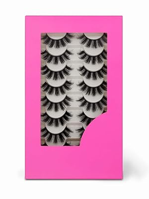 8Pair 3D False Eyelashes Fluffy Natural Look PACK Volume Fluffy Natural Faux Mink Lashes(3D999 DRAK PINK)