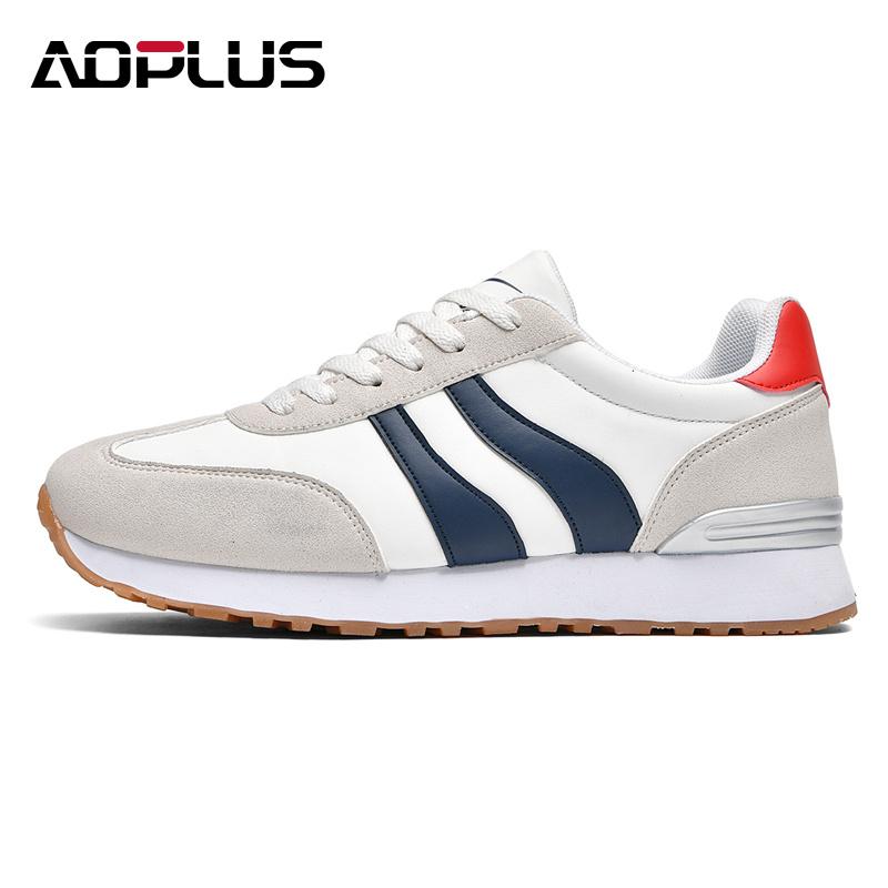 AOPLUS Men's Classic Black & White Sneakers – Stylish Sporty Shoes for Everyday Comfort