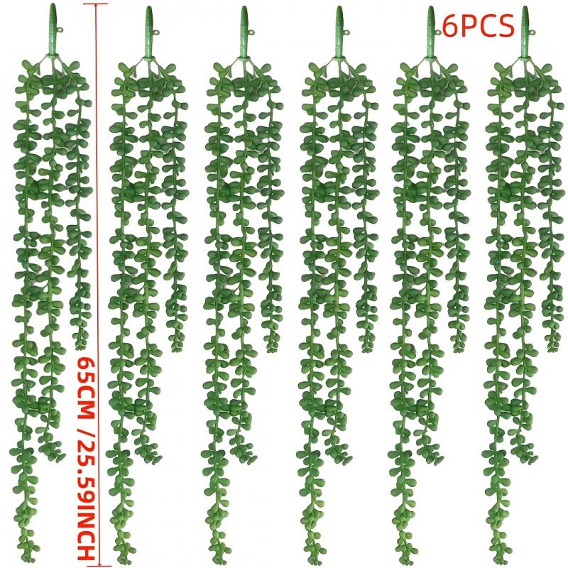 4/6 Pack 25.6 Inch Faux String of Pearls, Realistic Green Hanging Plant, Love Tears Succulent for Indoor Home Decor, Wedding, Holiday & Year-Round Decoration