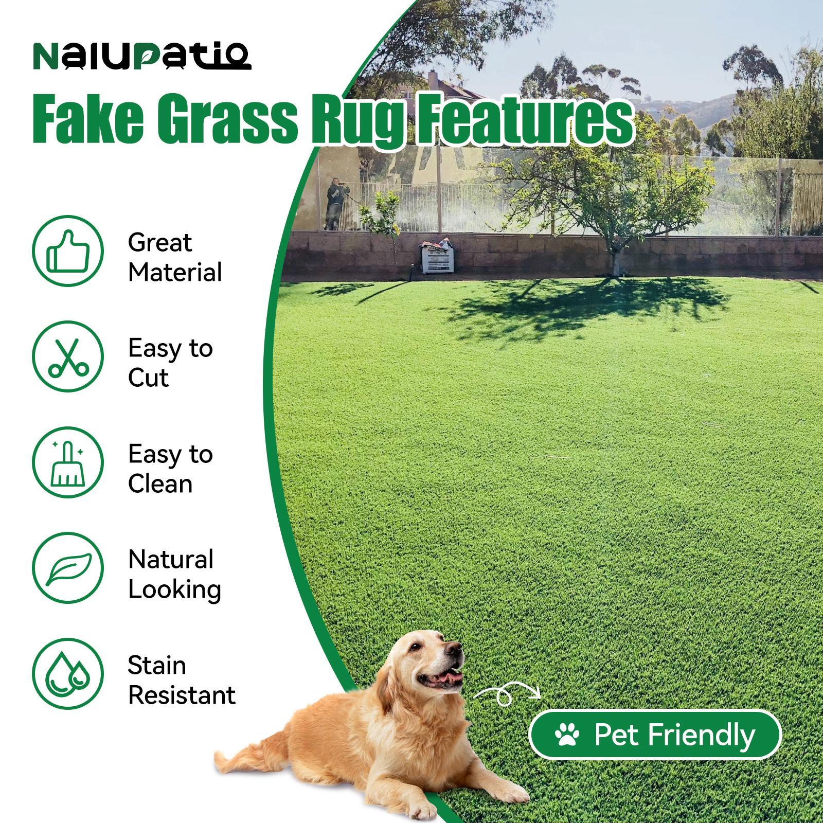 1.38" Artificial Grass Turf Lawn Mat for Pets - Realistic Synthetic Mat with Drainage Holes for Outdoor Use - Durable Rug for Dogs Cats & Festive Decor