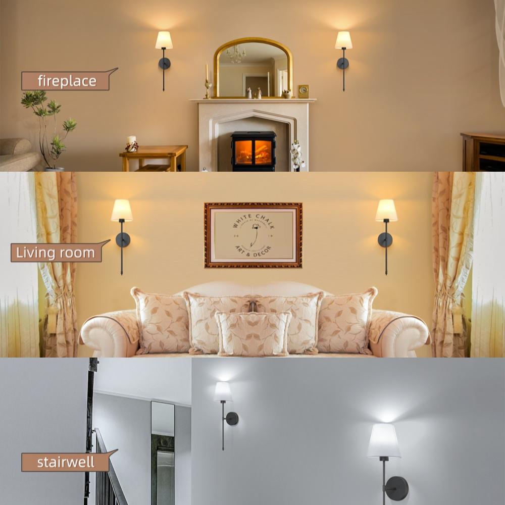 Black Paste-On Wall Light , Decorative Wall Light, Decorative Wall Lamp, RGB Rechargeable Bulb, Wireless Installation, Powered by 2000mAh Battery, Dimmable Ideal for TV Walls, Galleries, Bedrooms, Living Rooms, and Interior Decor