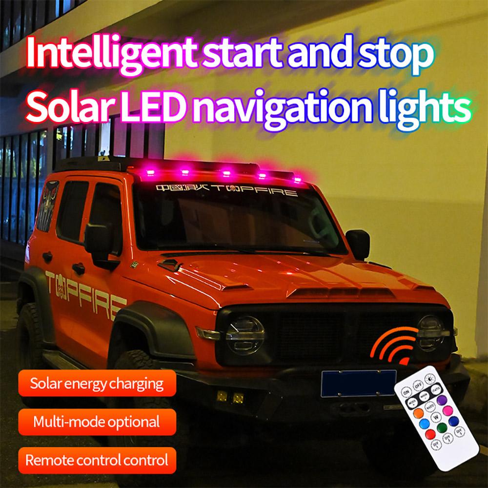 3/4/5Pcs Solar USB Rechargeable Mouse Warning Light, Remote Control Multi-Mode Led Lights Car Roof Decoration Flashing Lamp, Solar Top Light, Strobe Car Lights, Car Light Embellishments