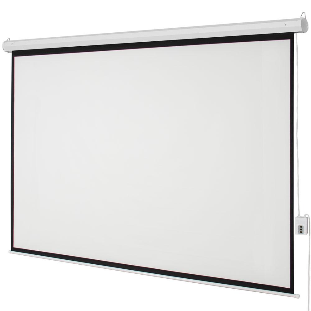 100" Motorized Projector Screen with Remote Control - Electric Drop Down Screen 4:3/16:9 Format, 1.3 Gain Matte White Surface for Home Theater & Office Projector