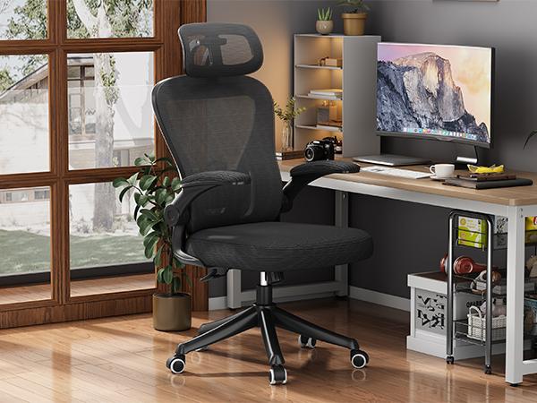 Ergonomic Office Chair, High Back Comfy Mesh Desk Chair with Wheels Adjustable Lumbar Support
