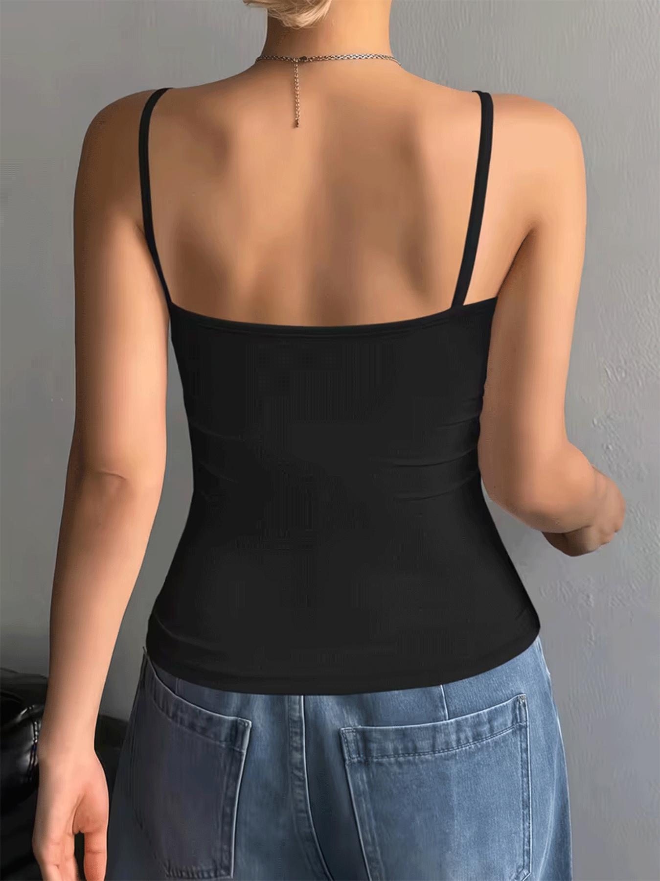 Women’s camisole – sleeveless top, no built-in bra – comfortable camisole – women’s essential slim-fit camisole – basic solid-color yoga fitness camisole