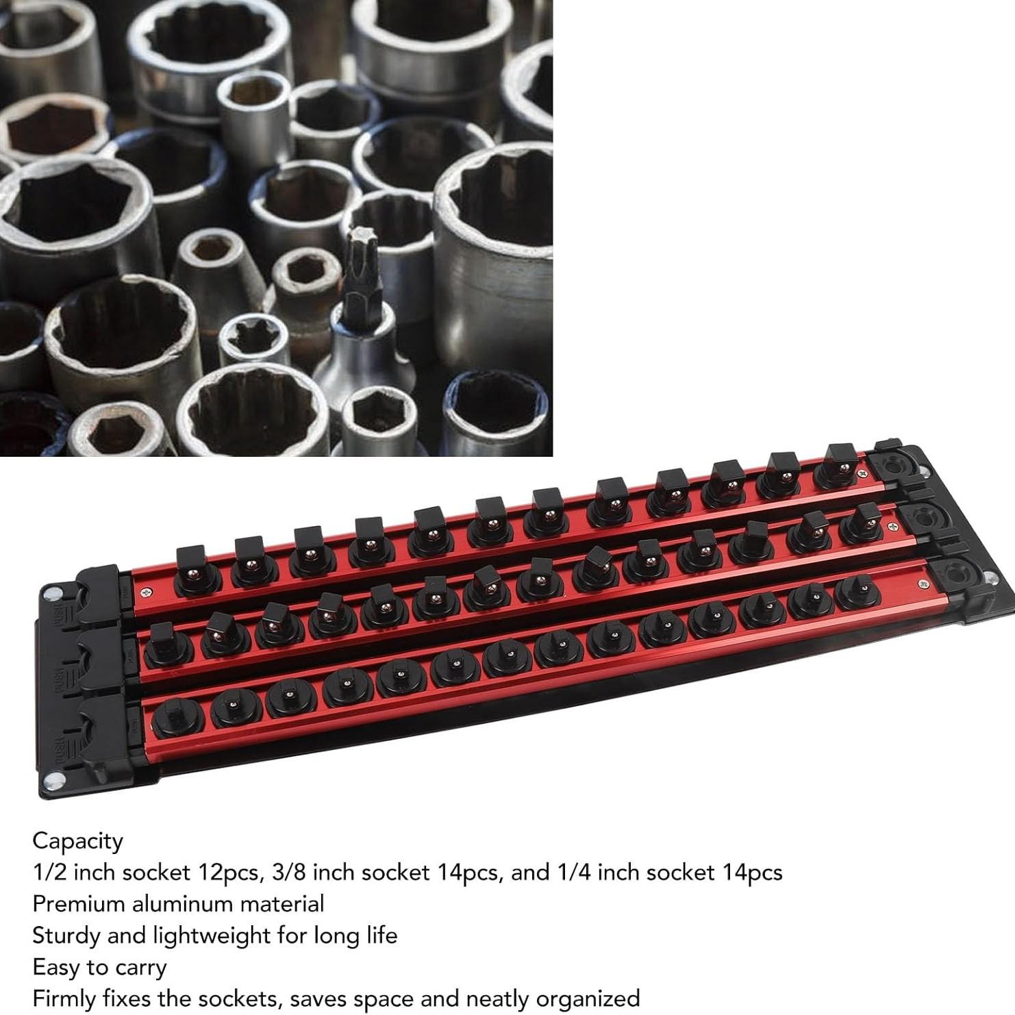 Premium Aluminum Magnetic Tool Holder Magnetic Storage Rack for Screwdriver Bits Sockets Workshop Organizer