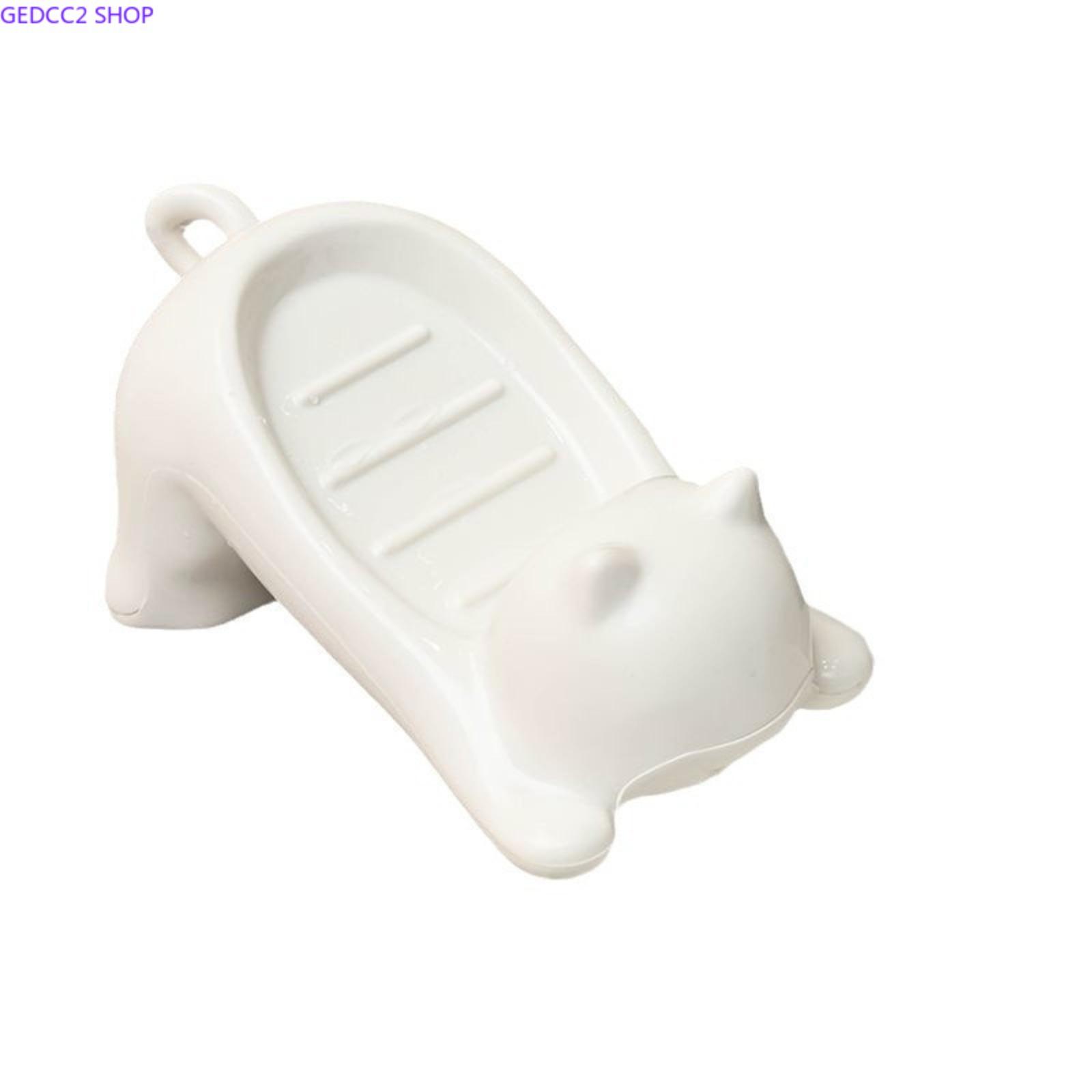 Cute Animal Shape Cat Soap Bar Holder with Drain Tray, Bathroom Accessory Counter Top Sink Storage for Camping & Hiking Hammock Setup, Cat Lover Gift Idea