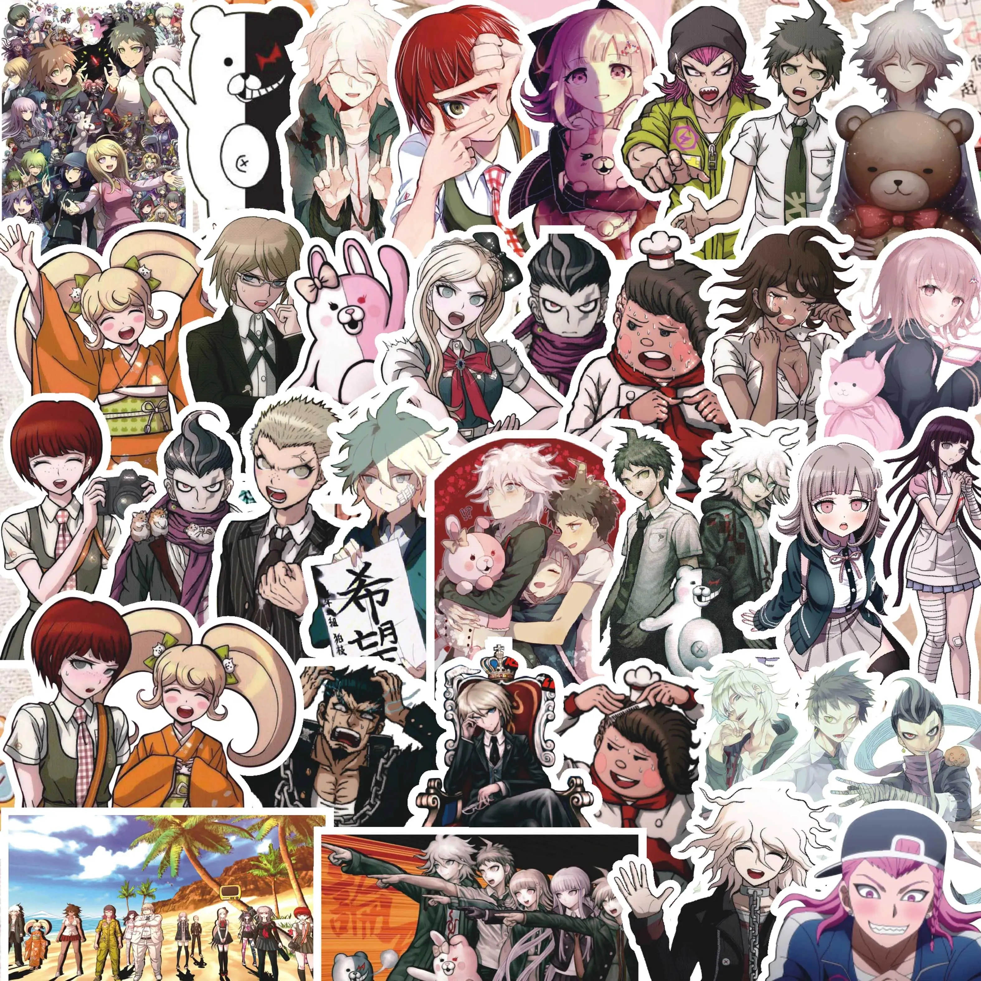 2026 Hot selling toys 60/80Pcs Danganronpa Enchanting Animation Cutting Book Sticker Daily Necessities Expression Bag Decoration Mobile Phone Case Skateboard Water Cup Graffiti Decal Internet-famous toy
