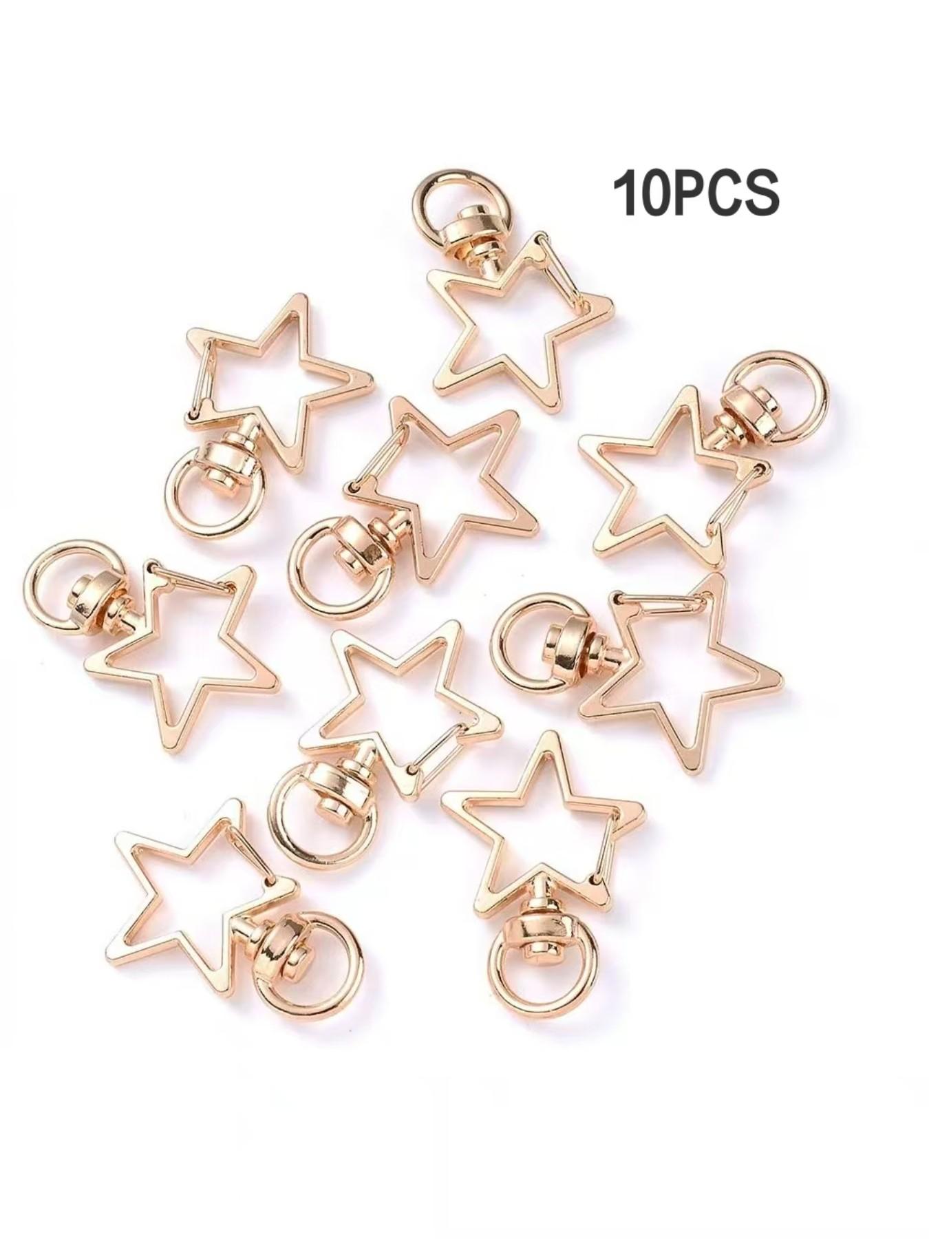 10pcs Metal Swivel Lobster Clasp Snap Hook, Key Rings, Star Shape Clasp, Durable & Versatile, Ideal for Jewelry Making & DIY Projects