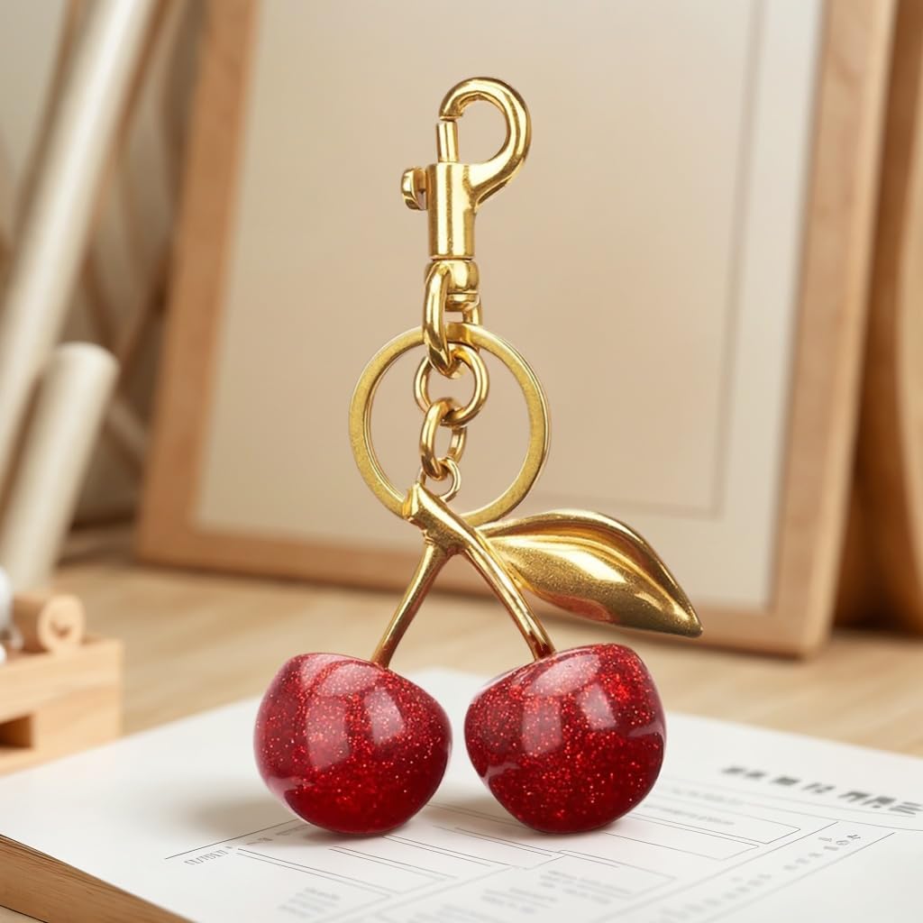2025 Dedicate Keychain Cherry Purse Charm for Women Valentine Bag Gifts- Cherry Bag Charm Purse Charm Keychain