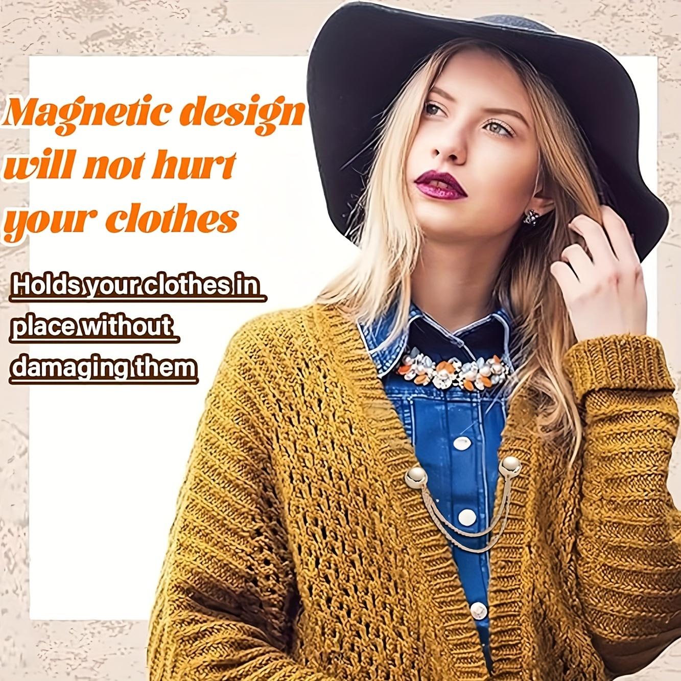 4-Pack Magnetic Clothing Clips, Multi-Function Metal Button Clips for Cuffs, Hem, and Headscarf Decoration, Assorted Colors