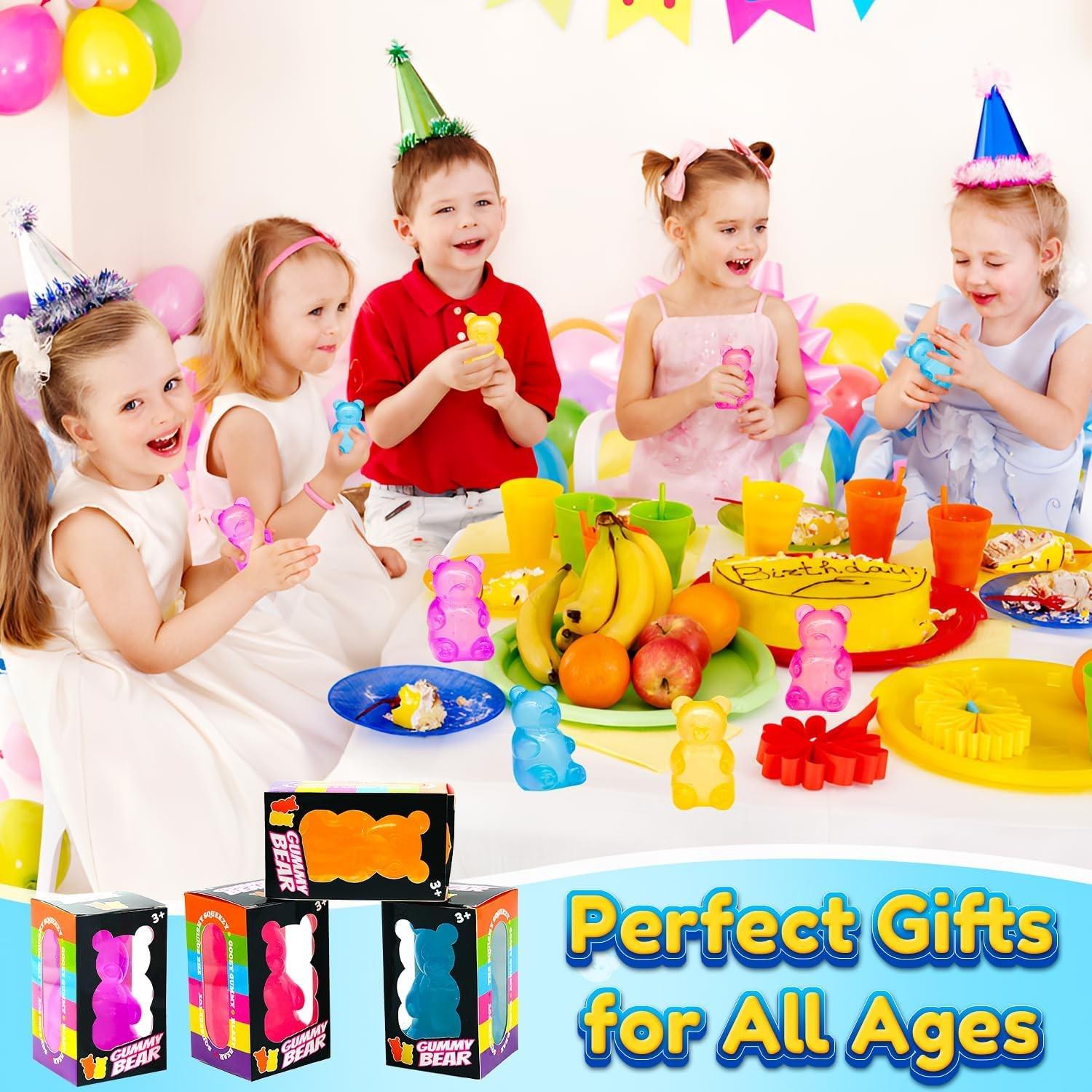 1/4 Counts Gummy Bear Sensory Fidget Toy with Jelly-Like Filling, Squeeze Stress Relief Toys, Ideal Birthday Gifts and Gift Bag Stuffing