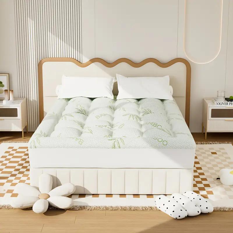 Bamboo Extra Thick Mattress Topper Waterproof Mattress Protector- 1000 GSM Quilted Fitted Extra, Cooling Breathable Pillow Mattress Pad - Deep Pocket Topper Fits 8-21 Inches