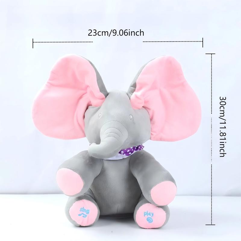 Cute Singing Elephant Plush Toy, Perfect Christmas Gift for Kids, Interactive Music Playing Elephant, Swinging Ears, Soft & Safe,30cm/11.18inch