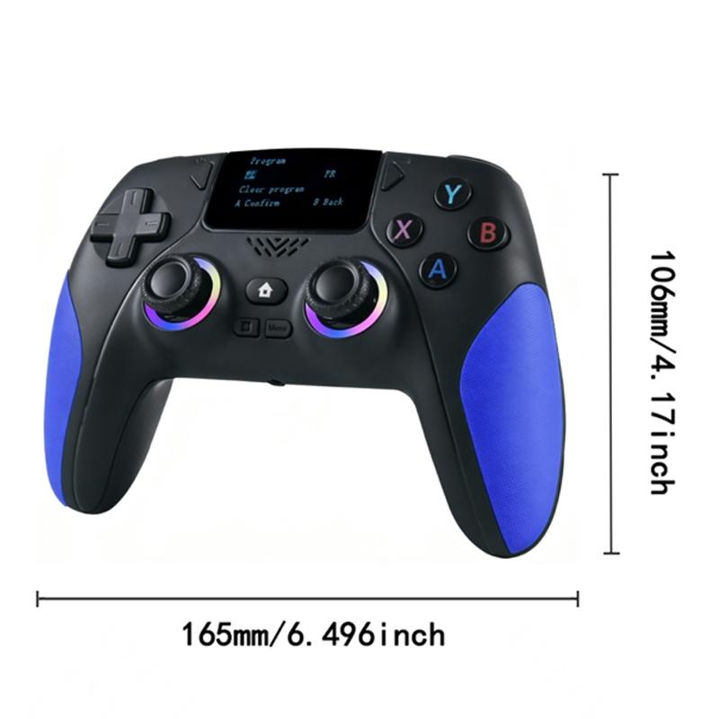 Wireless Game Controller, Rechargeable Gaming Joystick with RGB Lighting, Mappable Buttons, Compatible with PC/switch/iOS/android/steam Deck