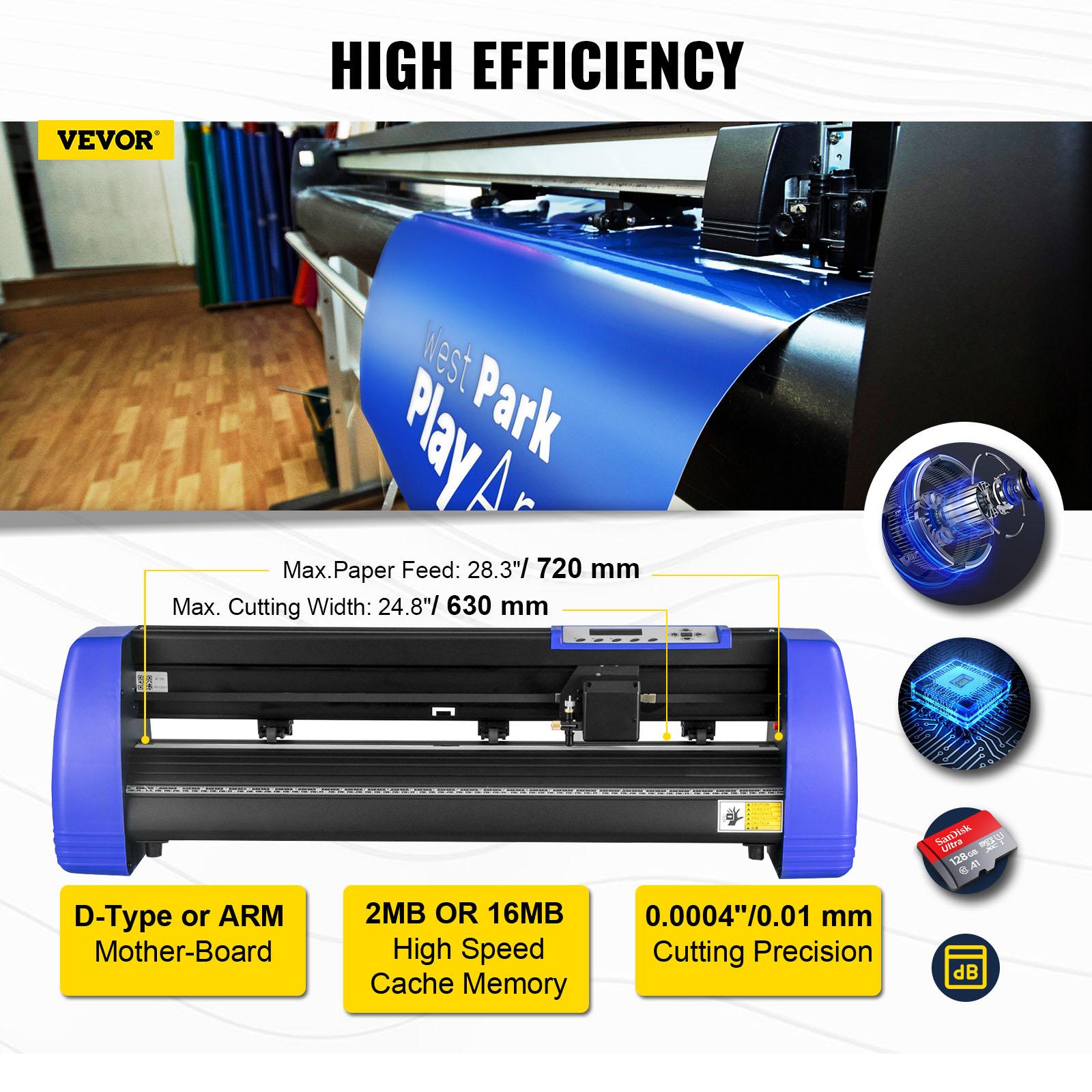 VEVOR Vinyl Cutter, 28 Vinyl Cutter Machine with 20 Blades, Maximum Paper Feed 720mm Vinyl Plotter Cutter Machine with Sturdy Floor Stand Adjustable Force and Speed for Sign Making