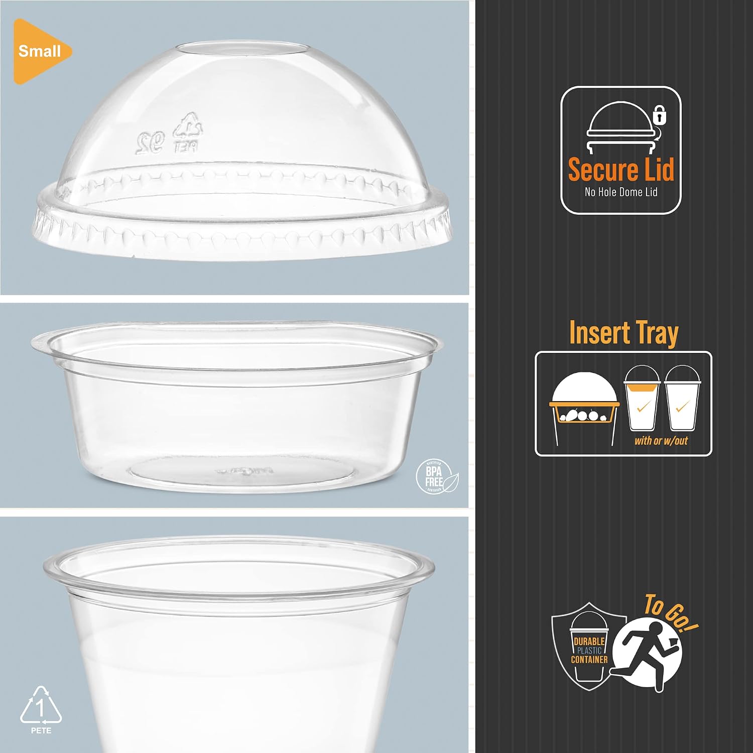 9 oz Plastic Parfait Cups with 2 oz Inserts &  50, Sets 9 OUNCE Yogurt Containers