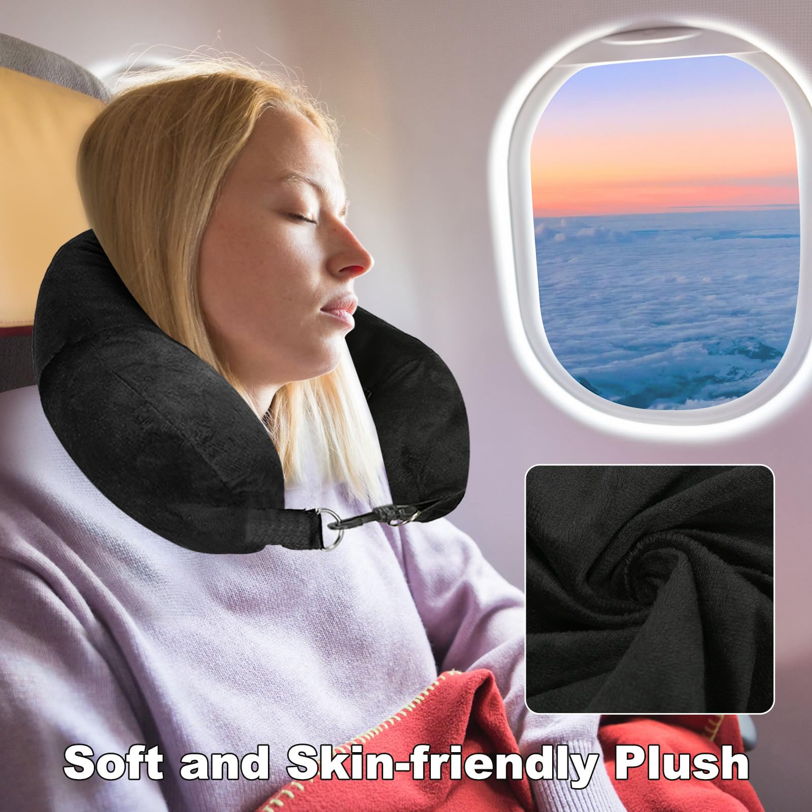 Travel Neck Pillow for Airplane with Fillable Clothing Space, Multi-Functional Plush U-Shaped Travel Pillow, Comfortable Support for Journeys, Travel Neck Cushion