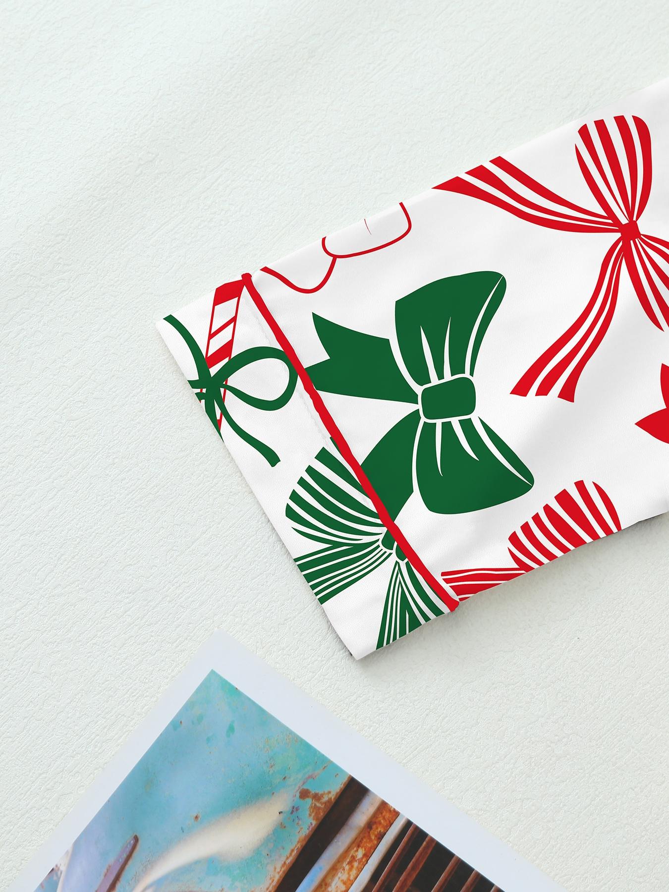 【Christmas Pajamas】Women's Christmas Pajama Set, Long Sleeve Casual Loungewear, Elastic Waist Pants, Elegant Cute Holiday Nightwear