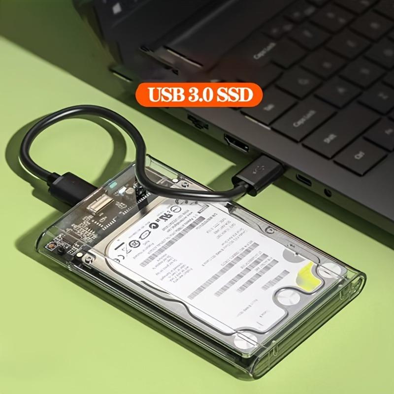 USB 3.0 Transparent HDD Case, 2.5 Inch SATA Iii External HDD/SSD Shell, Tool-Free Installation, Uasp Support, 5gbps Speed, Compatible with PC, Ps4, Xbox