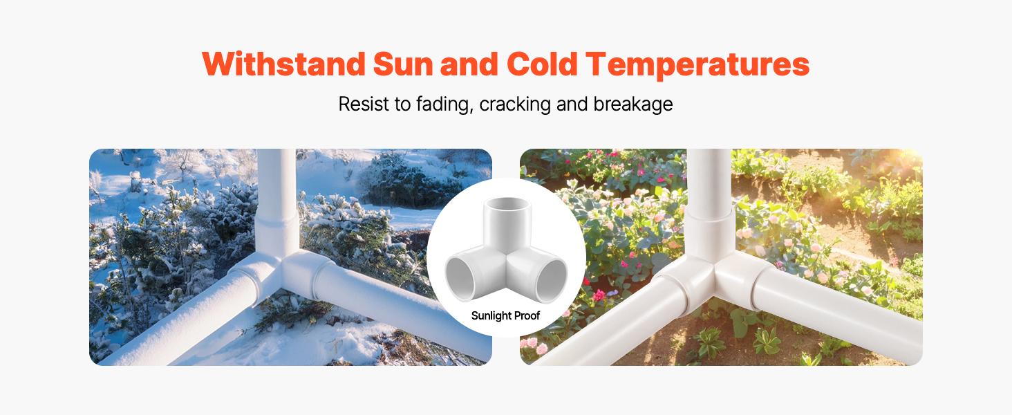 VEVOR 3-Way PVC Fittings, 1-inch PVC Pipe Joints Elbow Connector, 10-Pack Furniture Grade PVC Tee Fittings for DIY Storage Rack, Animal Cage, Pool or Garden Support Frame, Impact Weather-Resistant