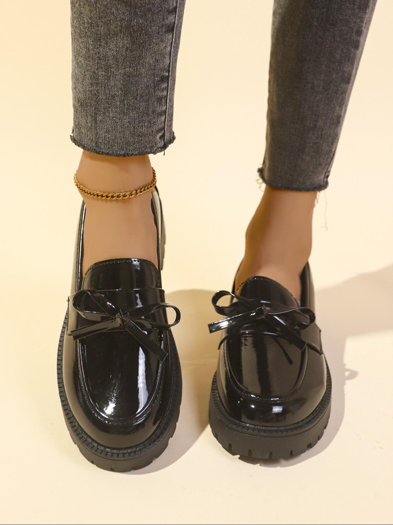 Women's Fashionable Solid Color Platform Loafers, Casual Comfortable PU Leather Shoes for Daily Wear, Lightweight Breathable Shoes for Women & Girls, Commuter Shoes Work